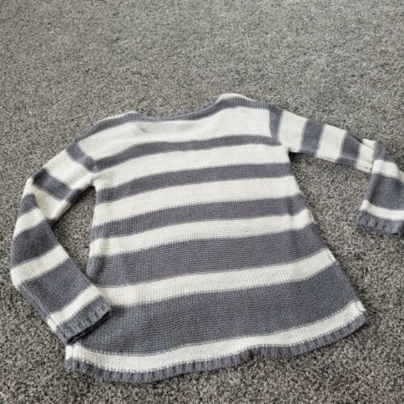 Striped‎ Gray White Sweater Anthropologie Quinn - Picture 4 of 11